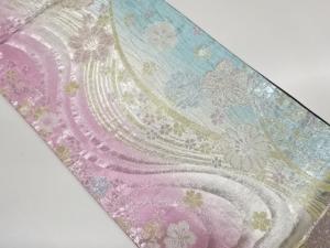 曲線に桜尽くし模様織出し袋帯